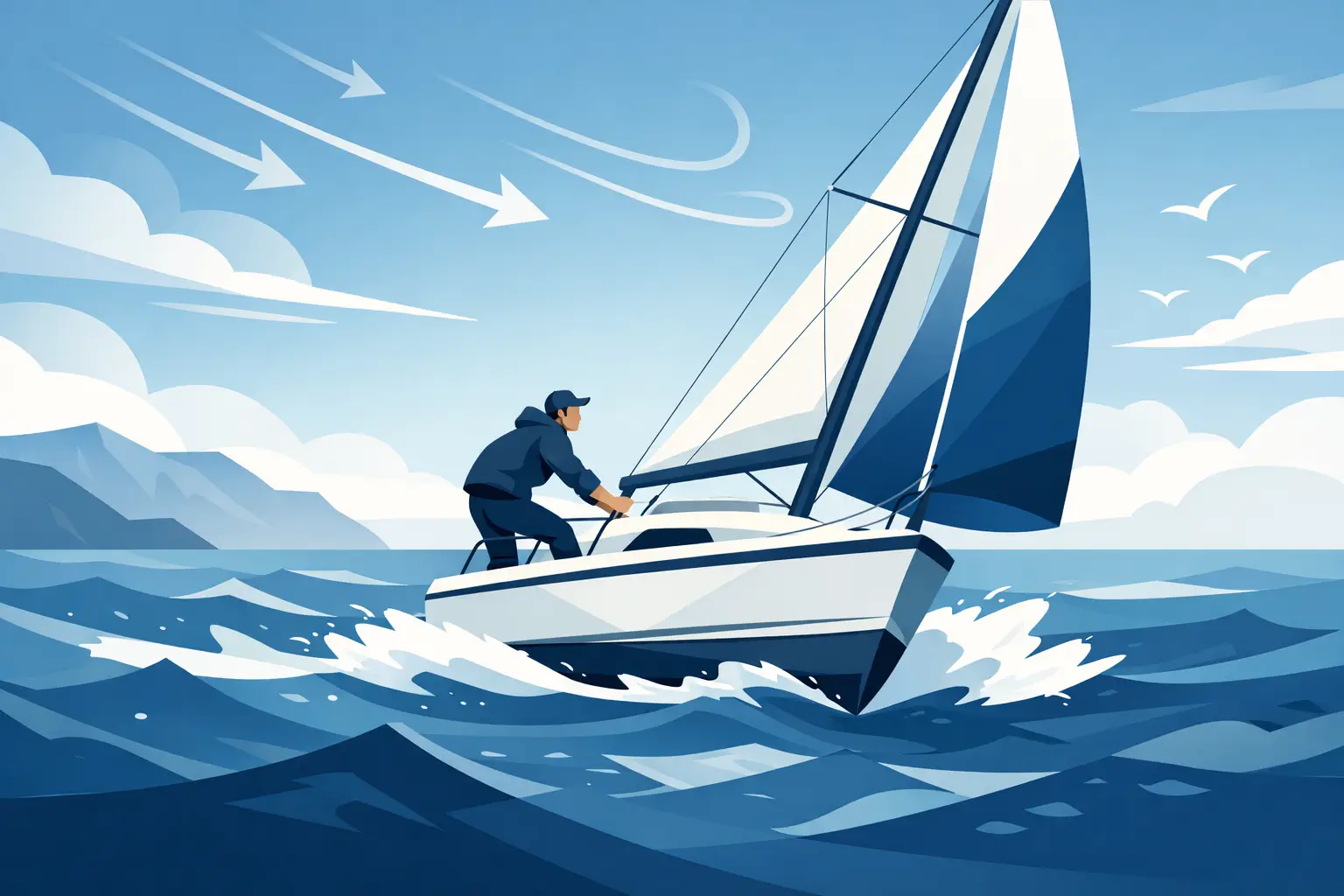 Como navegar contra vento sem parar o barco